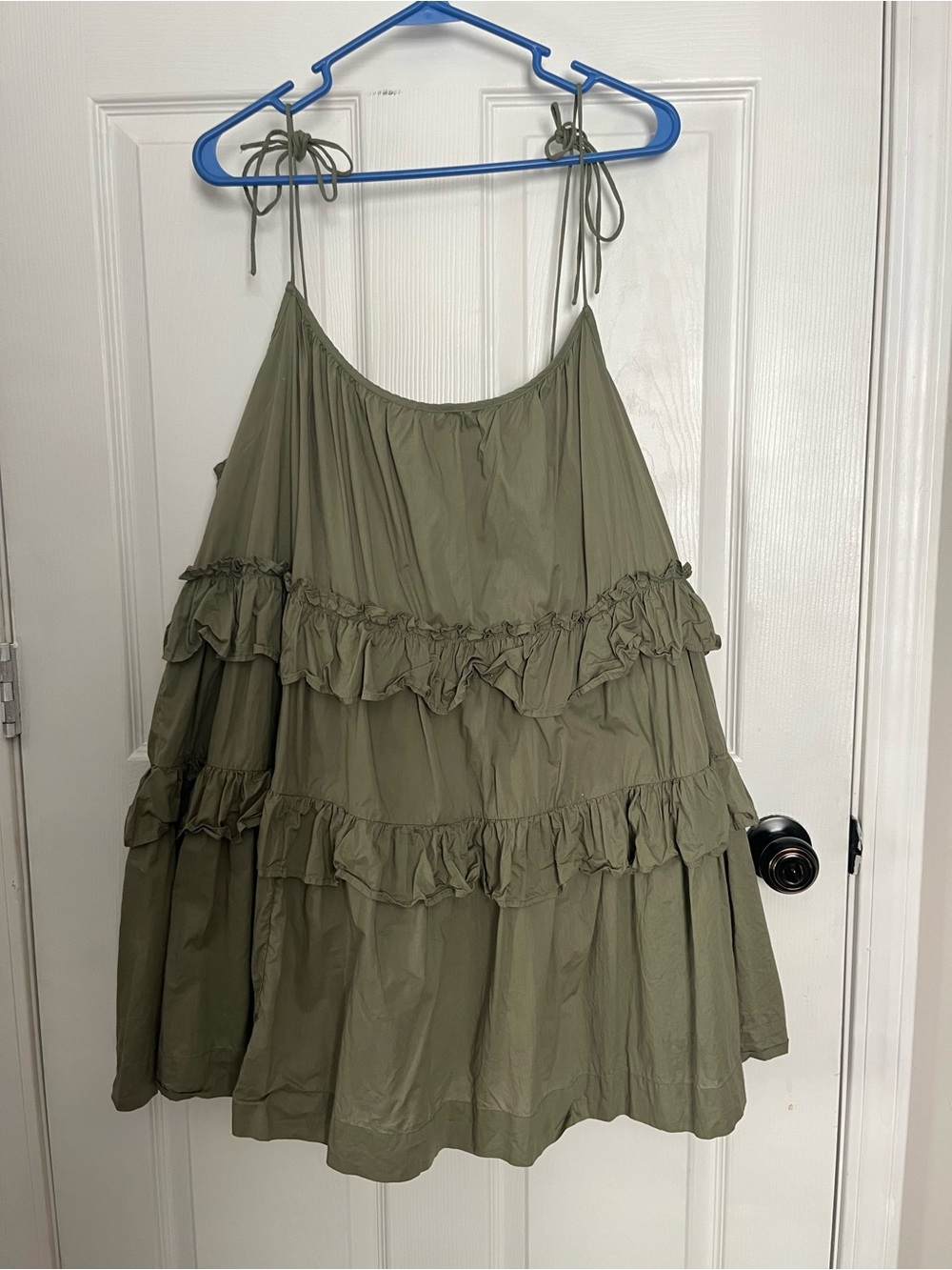 ASOS Curve ruffle tiered sundress in khaki green